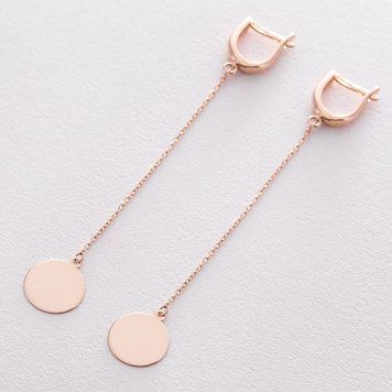 Серьги цепочка с монеткой, красное золото 037928 037928 фото