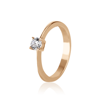 Золота каблучка з одним фіанітом 028222 028222 фото