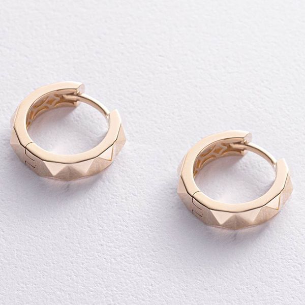 Серьги - кольца Клеш минималистичные в желтом золоте 039309 039309 фото