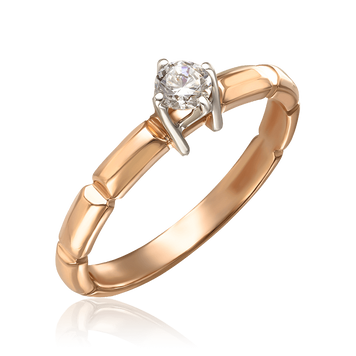 Золотое кольцо с одним фианитом 032548 032548 фото