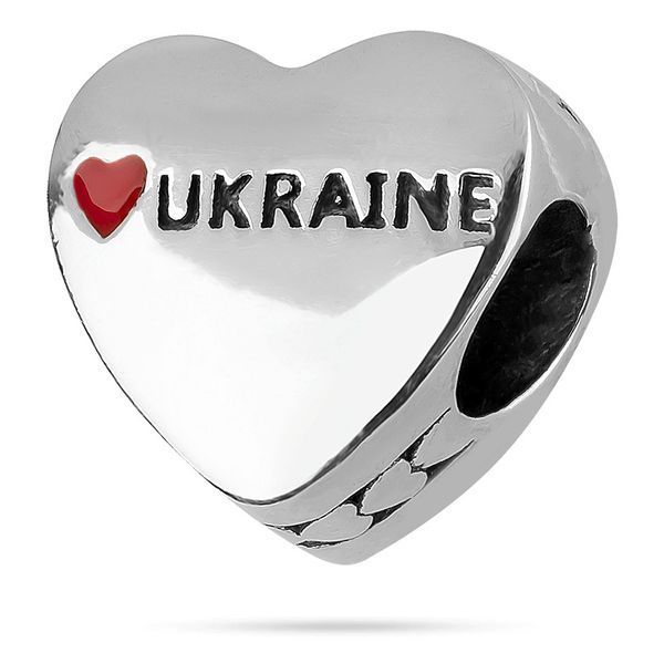 Срібний підвісок шарм Люблю Україну з жовто - блакитною емаллю 039375 039375 фото