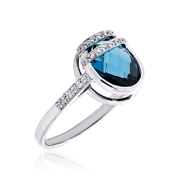 Золотое кольцо с Лондон топазом Фантазия 032943 032943 фото