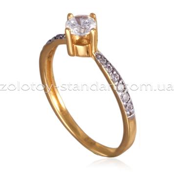 Золоте кільце з фіанітами 023074 023074 фото
