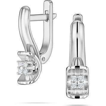 Серьги из белого золота украшены бриллиантами 040394 040394 фото