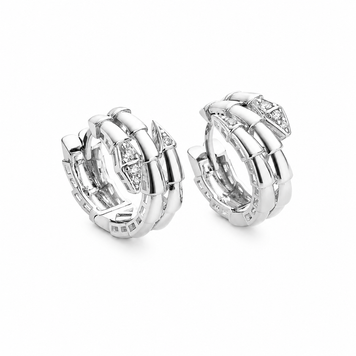 Серьги-конго в белом золоте с фианитами Змея 040945 040945 фото