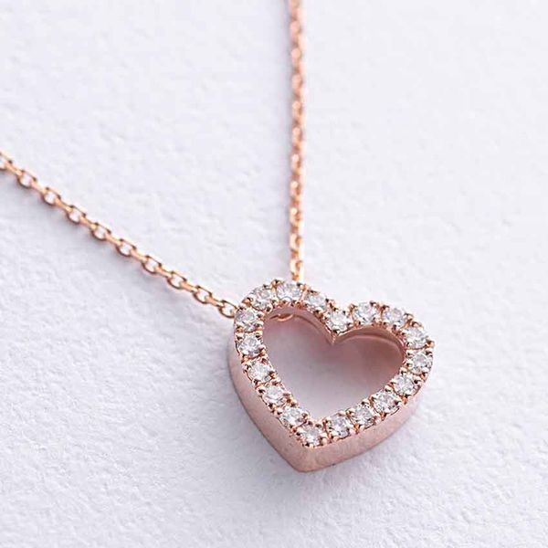 Золотое колье с бриллиантами Сердце 038789 038789 фото