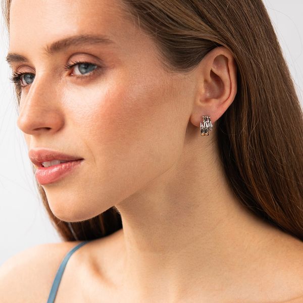 Серьги-конго в белом золоте с фианитами Змея 040945 040945 фото