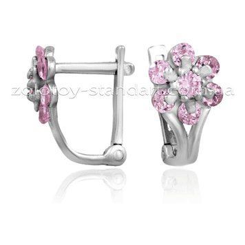 Серебряные серьги розовые Цветы 420826С 420826Ср фото