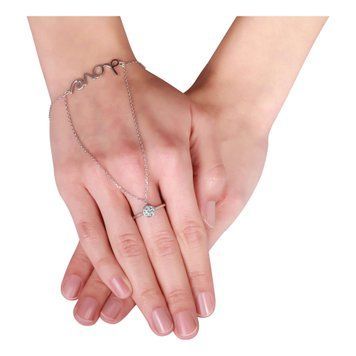 Серебряный браслет Love с кольцом и фианитом 025417 025417 фото