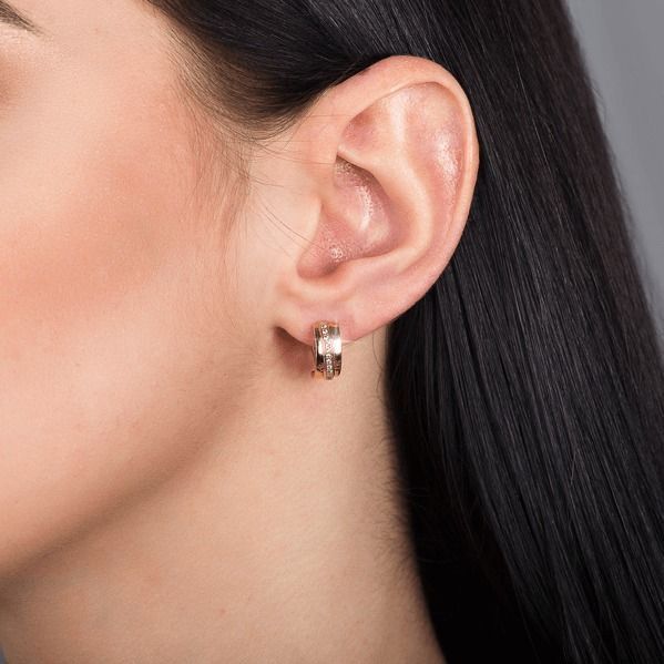 Серьги конго из красного золота с фианитами 030729 030729 фото