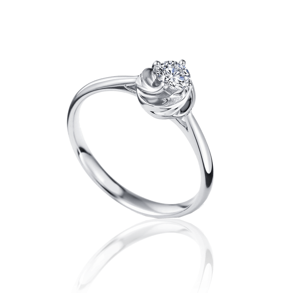 Золотое кольцо с бриллиантом в белом золоте 030968 030968 фото