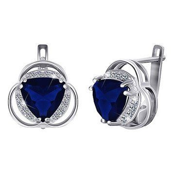 Серебряные серьги с фианитом 025565 025565 фото