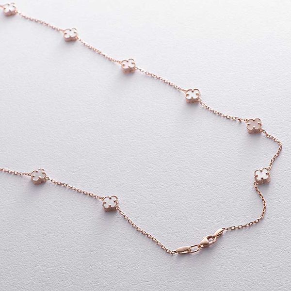 Невероятное mini колье из красного золота Клевер с перламутром 038574 038574 фото