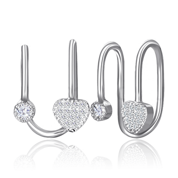 Серебряные серьги каффы без прокола с фианитами 031687 031687 фото