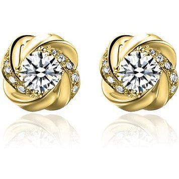 Серьги гвоздики из желтого золота с бриллиантами 029943 029943 фото