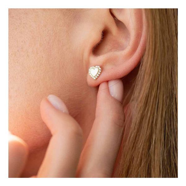 Серьги Сердца в желтом золоте с фианитами 038417 038417 фото