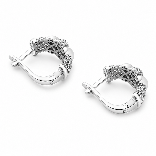 Сережки у білому золоті 585 проби Golden Lace з доріжками фіанітів 041825 041825 фото