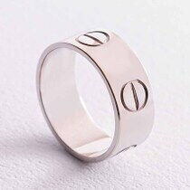 обзорное фото Кольцо Love в белом золоте 038627 Золотые кольца без вставок обзорное фото Кольцо Love в белом золоте 038627  Золотые кольца без вставок