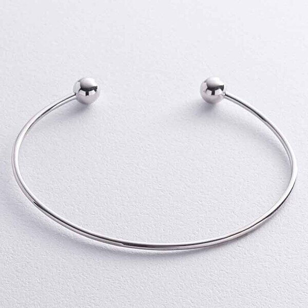 Жесткий браслет с шариками в белом золоте без вставки 039184 детальное изображение ювелирного изделия Золотые браслеты без камней Жесткий браслет с шариками в белом золоте без вставки 039184 детальное изображение ювелирного изделия Золотые браслеты без камней