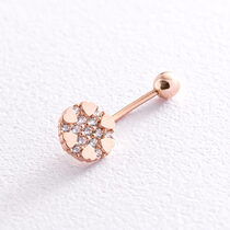 обзорное фото Золотой пирсинг в пупок сердечки 038016 Золотая серьга в пупок обзорное фото Золотой пирсинг в пупок сердечки 038016  Золотая серьга в пупок