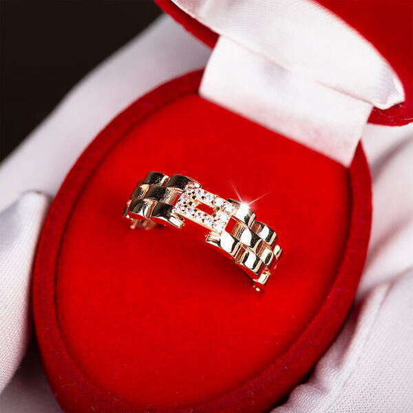 золотое кольцо ролекс с фианитами