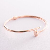 обзорное фото Золотой браслет жесткий в форме гвоздя в красном золоте 585 проба 037994 Жесткие браслеты из золота обзорное фото Золотой браслет жесткий в форме гвоздя в красном золоте 585 проба 037994  Жесткие браслеты из золота