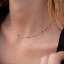 обзорное фото Колье в белом золоте "Свободная" с эмалью 037387 Золотое колье обзорное фото Колье в белом золоте "Свободная" с эмалью 037387  Золотое колье