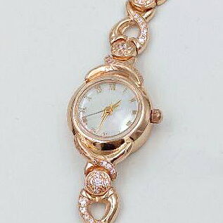 Ніжний та витончений жіночий золотий годинник з фіанітами та шкіряним ремінцем 039961 детальне зображення ювелірного виробу Ніжний та витончений жіночий золотий годинник з фіанітами та шкіряним ремінцем 039961 детальне зображення ювелірного виробу
