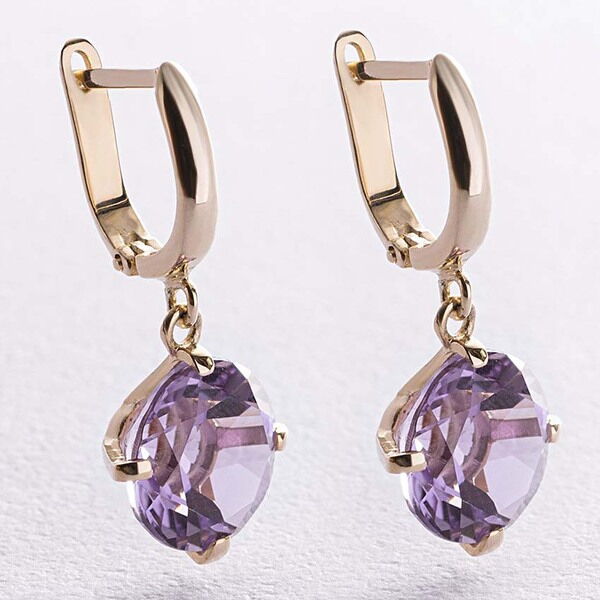 Серьги в желтом золоте с аметистом Увлеченность 039328 детальное изображение ювелирного изделия Золотые серьги с аметистом Серьги в желтом золоте с аметистом Увлеченность 039328 детальное изображение ювелирного изделия Золотые серьги с аметистом