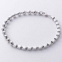 обзорное фото Браслет в геометрическом стиле (кубики и шарики) из белого золота 039071 Золотые браслеты без камней обзорное фото Браслет в геометрическом стиле (кубики и шарики) из белого золота 039071  Золотые браслеты без камней