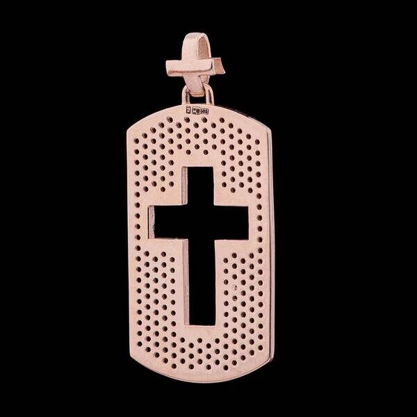 Золотой кулон Крест с черными фианитами 025232 Золотой кулон Крест с черными фианитами 025232