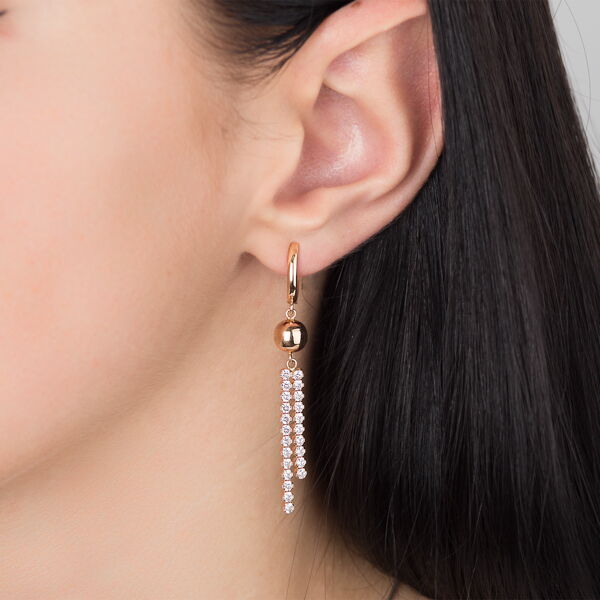 Золоті сережки з цирконієм 102471 детальне зображення ювелірного виробу Золоті сережки з цирконієм 102471 детальне зображення ювелірного виробу