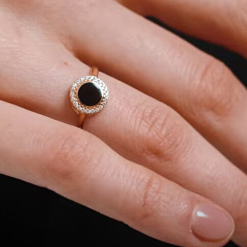 Ніжна кабулчка в червоному золоті з фіанітами та чорною емаллю 039170 детальне зображення ювелірного виробу Ніжна кабулчка в червоному золоті з фіанітами та чорною емаллю 039170 детальне зображення ювелірного виробу