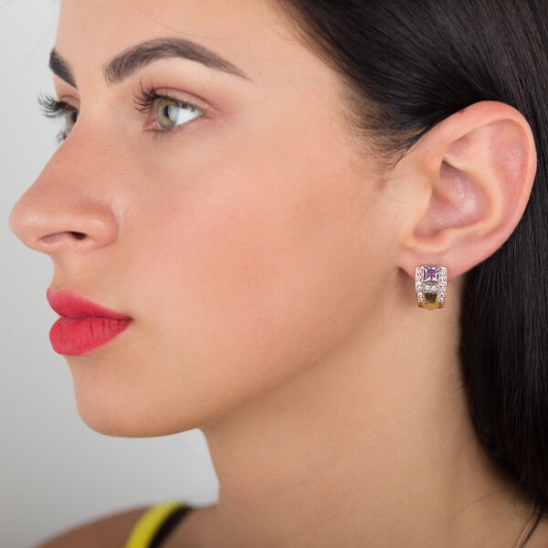 Золотые серьги с аметистом  Золотые серьги с аметистом