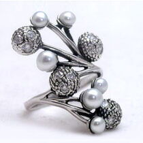 обзорное фото Серебряное кольцо Каштан 026866  Серебряные кольца