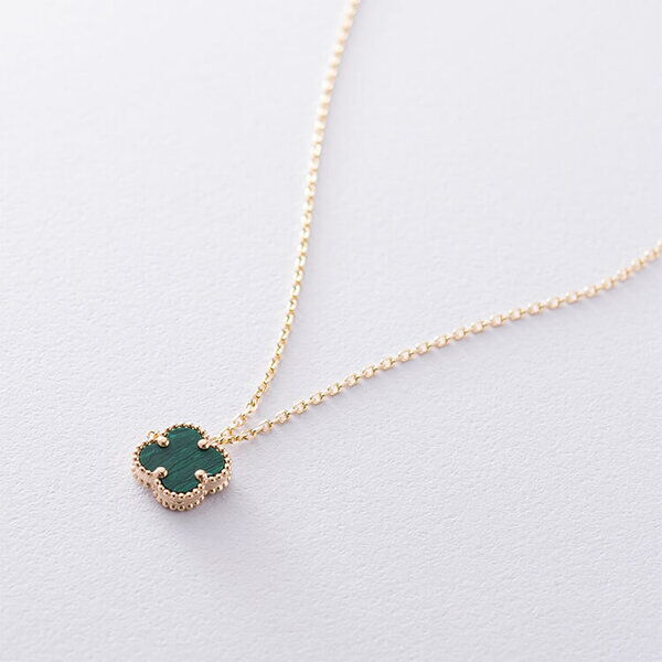 Колье из желтого золота Клевер с малахитом 037057 детальное изображение ювелирного изделия Золотые колье с камнями Колье из желтого золота Клевер с малахитом 037057 детальное изображение ювелирного изделия Золотые колье с камнями
