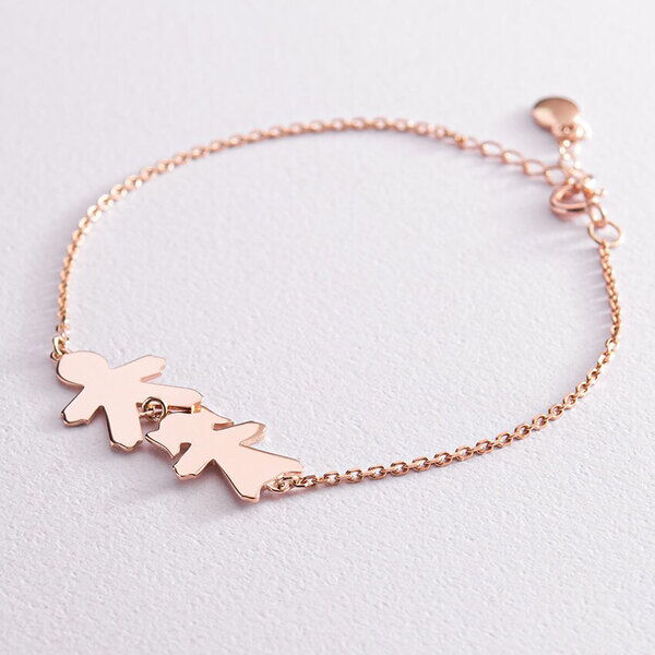 Золотой браслет для мамы девочки и мальчика в красном золоте 585 пробы "Доченька и Сынок" 037997 детальное изображение ювелирного изделия Женские золотые браслеты Золотой браслет для мамы девочки и мальчика в красном золоте 585 пробы "Доченька и Сынок" 037997 детальное изображение ювелирного изделия Женские золотые браслеты