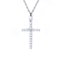 обзорное фото Золотой подвесок бриллиантовый крестик в белом золоте 585 пробы 039231 Декоративные золотые крестики обзорное фото Золотой подвесок бриллиантовый крестик в белом золоте 585 пробы 039231  Декоративные золотые крестики