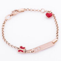 обзорное фото Золотой детский браслетик с бабочкой и сердечком из красной эмали 039850 Детские золотые браслеты обзорное фото Золотой детский браслетик с бабочкой и сердечком из красной эмали 039850  Детские золотые браслеты