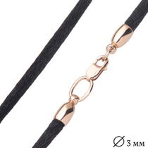 обзорное фото Шелковый черный шнурок с золотой гладкой застежкой 025679 Шнурки с золотом обзорное фото Шелковый черный шнурок с золотой гладкой застежкой 025679  Шнурки с золотом
