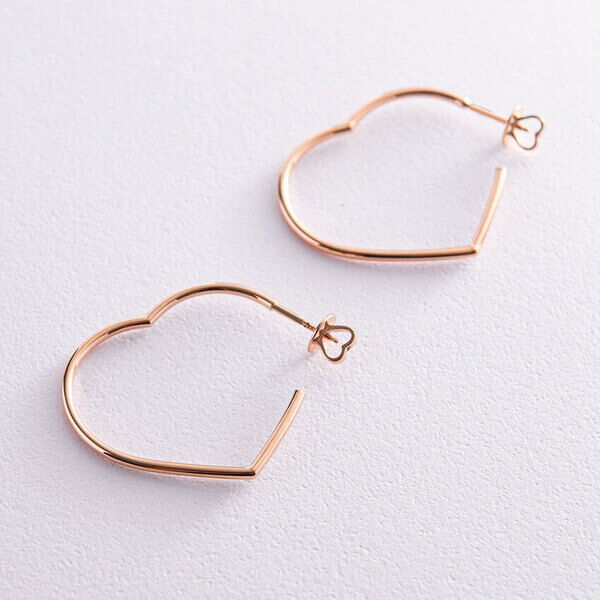 Золотые серьги пуссеты в красном золоте на закрутке "Сердце" 037860 детальное изображение ювелирного изделия Золотые серьги сердечки Золотые серьги пуссеты в красном золоте на закрутке "Сердце" 037860 детальное изображение ювелирного изделия Золотые серьги сердечки