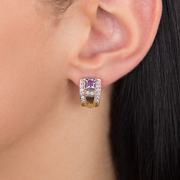 Золотые серьги с аметистом  Золотые серьги с аметистом