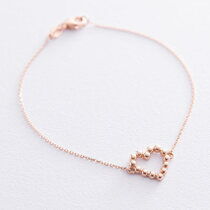 обзорное фото Золотой браслет в оригинальном стиле с сердечком без вставок 037717 Женские золотые браслеты обзорное фото Золотой браслет в оригинальном стиле с сердечком без вставок 037717  Женские золотые браслеты