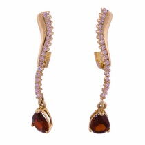 оглядове фото Золоті сережки з гранатом 510533