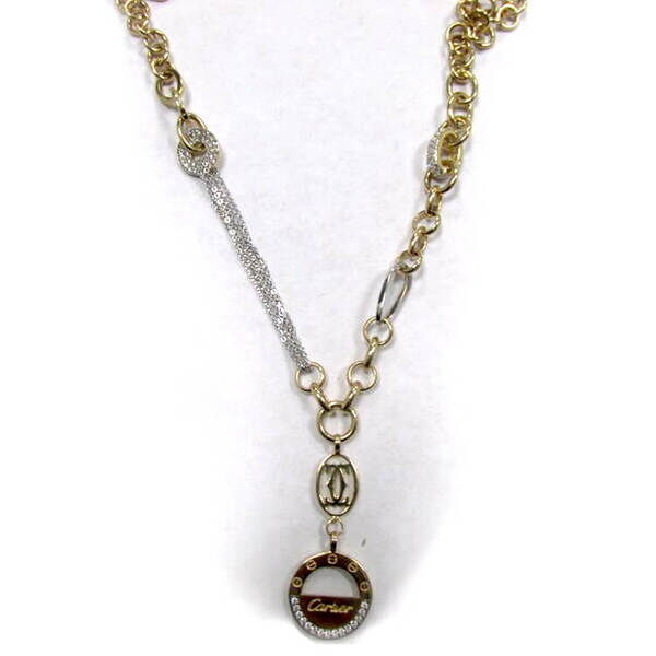 Золотое колье в желтом и белом золоте с фианитами 033352 детальное изображение ювелирного изделия Золотые колье с камнями