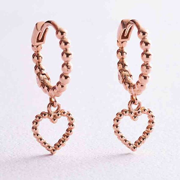 Золотые шарики с сердечками 038718  детальное изображение ювелирного изделия Золотые серьги без вставок Золотые шарики с сердечками 038718  детальное изображение ювелирного изделия Золотые серьги без вставок