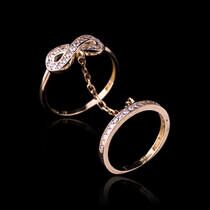 обзорное фото Двойное кольцо на фалангу из золота Бесконечность 032658  Золотые кольца