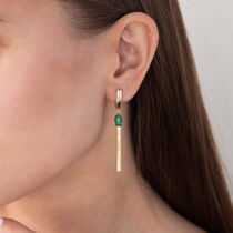 обзорное фото Золотые серьги "Спички" (зеленые фианиты) 037765 Золотые серьги с фианитом обзорное фото Золотые серьги "Спички" (зеленые фианиты) 037765  Золотые серьги с фианитом