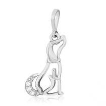 обзорное фото Серебряный кулон Собачка с фианитами 026979  Серебряные подвески со вставками