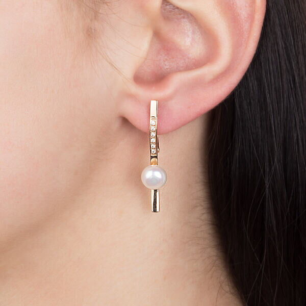 Золотые серьги с жемчугом 572314 купить  Золотые серьги с жемчугом 572314 купить